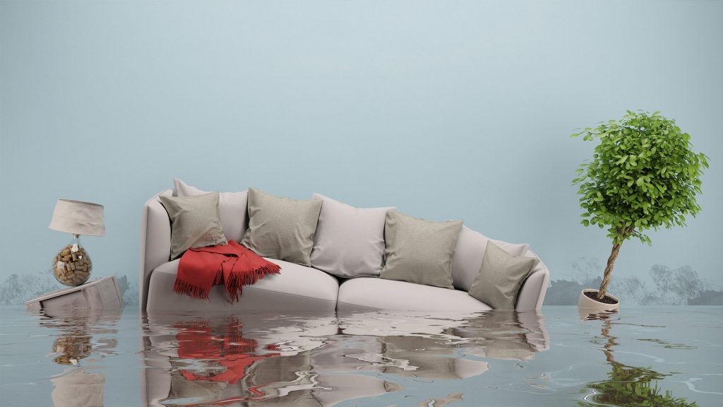 Meubles d'une habitation sous eau.